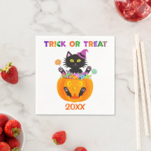 Halloween Chat Tricoter Ou Traiter