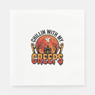 Serviette En Papier Halloween Chillin avec mes Creeps Vintage T-Shirt 