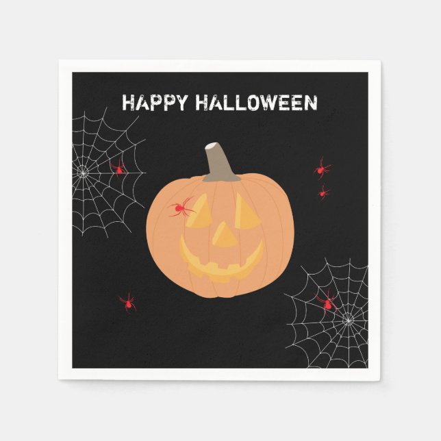 Serviette En Papier Halloween Citrouille Bonne fête d'Halloween (Devant)
