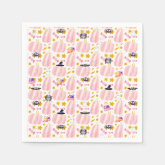 Serviette En Papier Halloween Citrouille rose