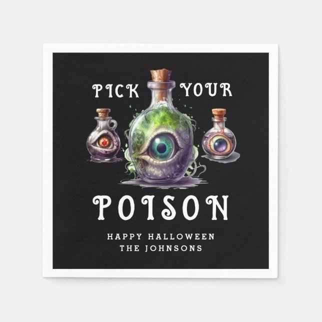 Serviette En Papier Halloween Cocktail Party Choisissez votre poison (Devant)