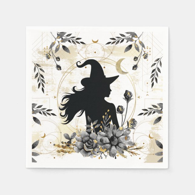 Serviette En Papier Halloween contemporain moderne sorcière 3 (Devant)