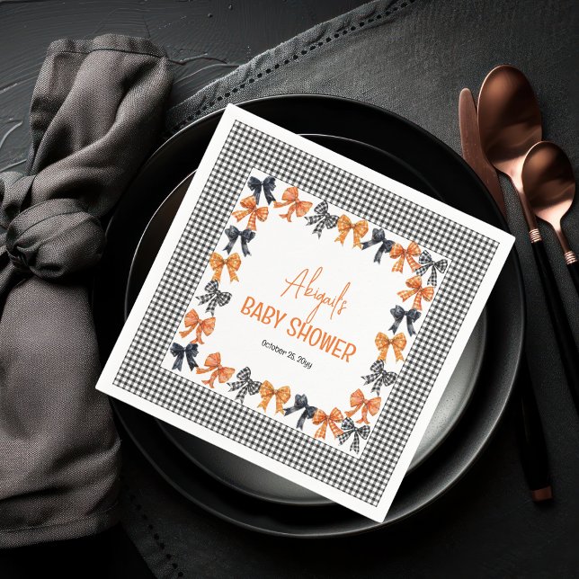 Serviette En Papier Halloween Coquette Black | Baby shower Orange Bows (Halloween Coquette Black | Orange Bows Girl Baby Shower Paper Napkins)