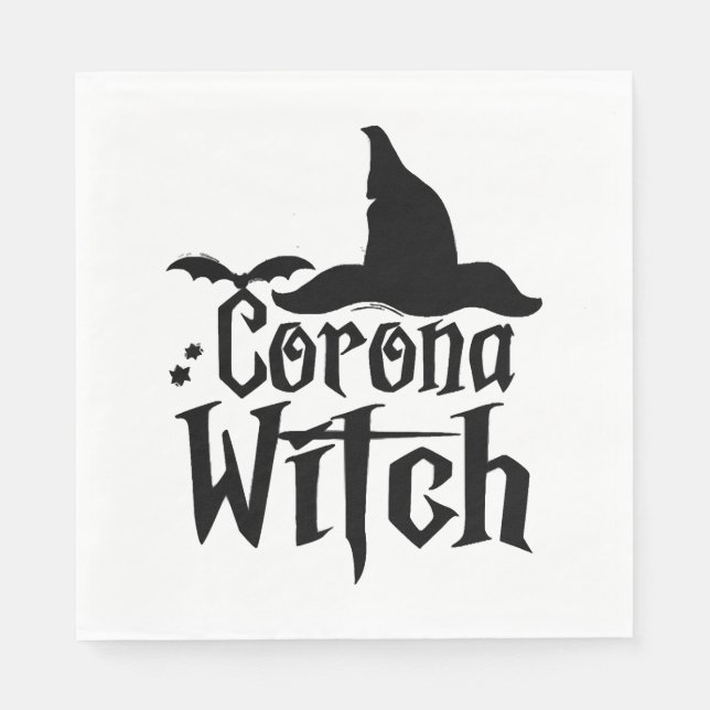 Serviette En Papier Halloween Corona Witch, Halloween drôle, (Devant)