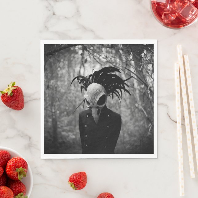 Serviette En Papier Halloween crâne d'oiseau déplaisant (En situation)