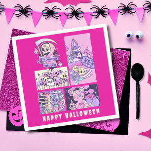Serviette En Papier Halloween Cute Rose Grim Reaper