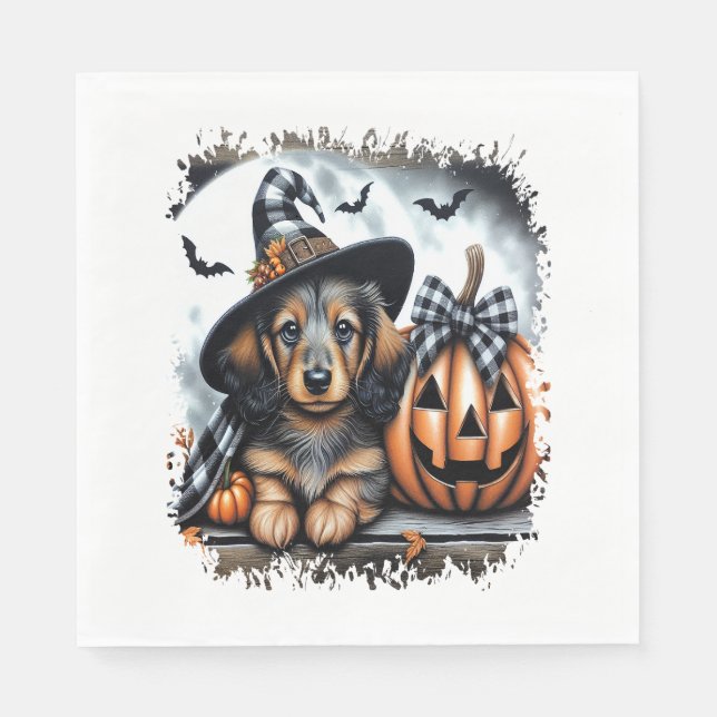 Serviette En Papier Halloween Dachshund Chien (Devant)