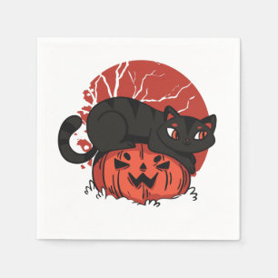 Serviette En Papier Halloween de chat noir