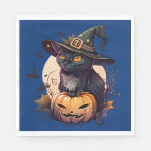 Serviette En Papier Halloween de chats noirs mignons