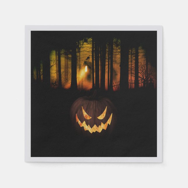 Serviette En Papier Halloween de la forêt hantée (Devant)