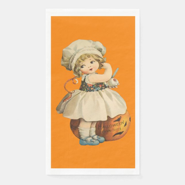 Serviette En Papier Halloween de la pomme de sculpture de fille (Devant)
