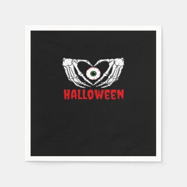 Serviette En Papier Halloween des yeux - Squelette Mains Coeur (Devant)