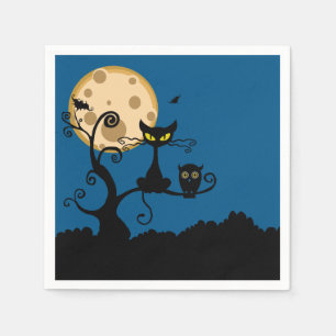 Serviette En Papier Halloween du chat noir, de la chauve-souris et du