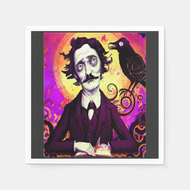 Serviette En Papier Halloween, Edgar Allen Poe, Raven, Nevermore (Devant)