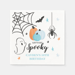 Serviette En Papier Halloween Éffrayant Anniversaire Bleu Citrouilles