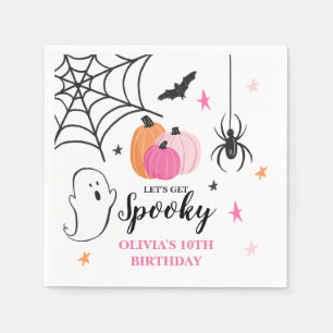 Serviette En Papier Halloween Éffrayant Anniversaire rose Citrouilles 