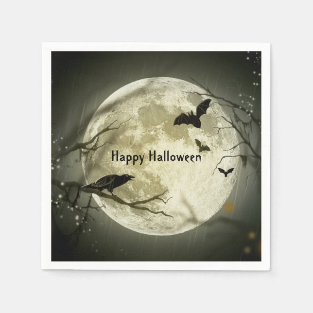 Serviette En Papier Halloween éffrayant chauves-souris (Devant)