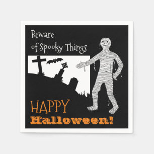 Serviette En Papier Halloween Éffrayant chauves-souris cimetière maman