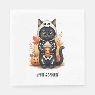 Serviette En Papier Halloween éffrayant Cute Cat