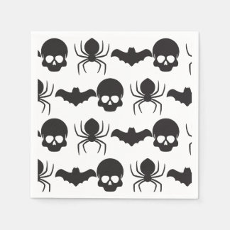 Serviette En Papier Halloween Éffrayant déplaisant - Crâne, araignée e
