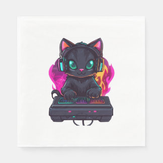 Serviette En Papier Halloween Éffrayant Gamer Cat