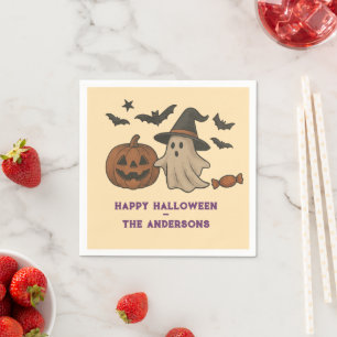 Serviette En Papier Halloween éffrayante - Fantômes, chauves-souris et