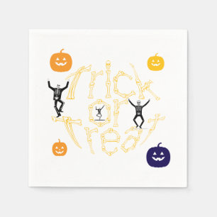 Serviette En Papier Halloween Épouvantable Texte Os Trick Or Treat