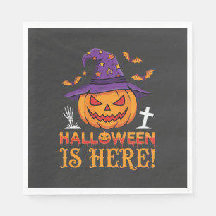 Serviette En Papier Halloween Est Là Sorcière Citrouille Vecteur