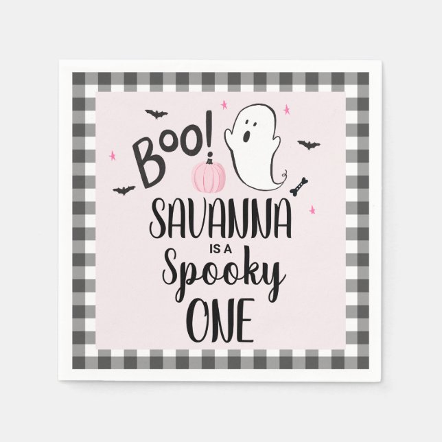 Serviette En Papier Halloween Fantôme rose Anniversaire Papier (Devant)