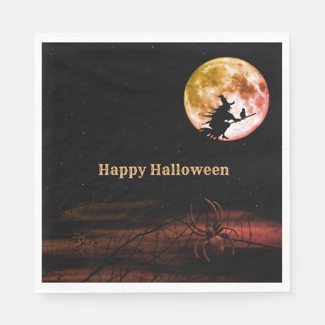 Serviette En Papier Halloween fête Black Night Pleine lune effrayant (Devant)