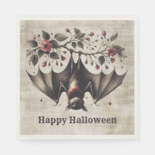 Serviette En Papier Halloween Fleurs roses mal chauve Feuilles verts c