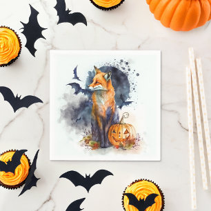 Serviette En Papier Halloween Fox aquarelle