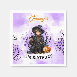 Serviette En Papier Halloween Garçon Anniversaire Cute Little Wizard N