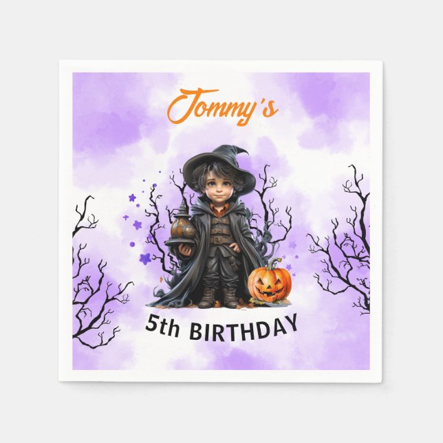 Serviette En Papier Halloween Garçon Anniversaire Cute Little Wizard N (Devant)