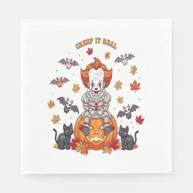 Serviette En Papier Halloween Gnome Cute Citrouille (Devant)