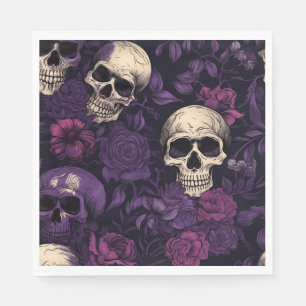 Serviette En Papier Halloween gothique floral violet
