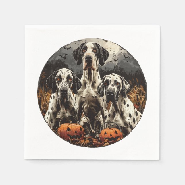 Serviette En Papier Halloween Great Dane Dogs Jack-o'-lantern (Devant)