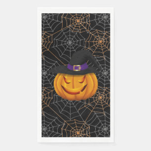 Serviette En Papier Halloween Guest Towel-Spider Webs & Citrouille