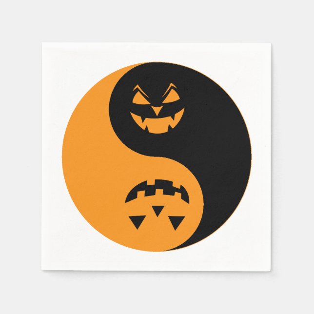 Serviette En Papier Halloween Jack o-lanterne Yin Yang (Devant)