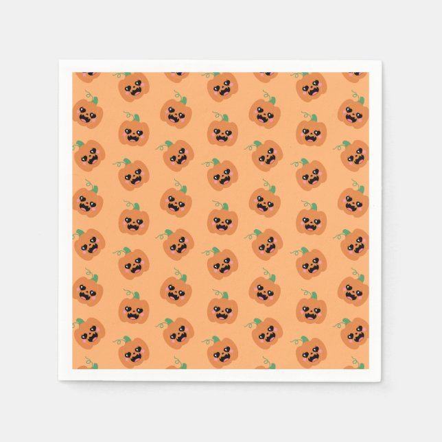 Serviette En Papier Halloween Kawaii Pumpkins Pattern (Devant)