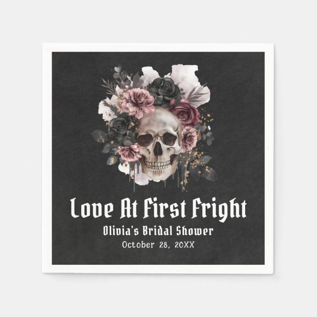 Serviette En Papier Halloween L'amour du crâne à la première Fête des  (Devant)