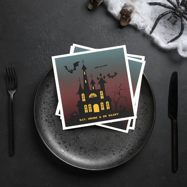 Serviette En Papier Halloween Maison Hantée Manger Boire Be Effrayant  (Halloween Haunted House Eat Drink Be Scary Paper Napkins)
