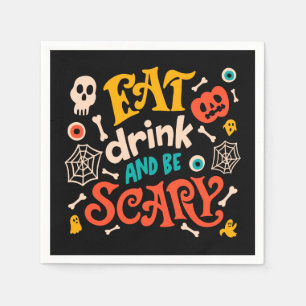 Serviette En Papier Halloween Mangez Boire Et Soyez Effrayant Script M