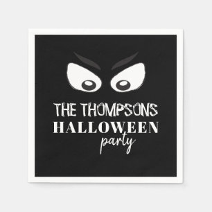 Serviette En Papier Halloween mignon noir simple Éffrayant yeux fantôm