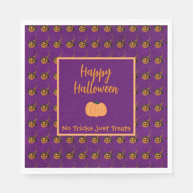 Serviette En Papier Halloween minuscules citrouilles orange tour ou tr (Devant)