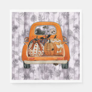 Serviette En Papier Halloween moisson orange camionnette avec citrouil