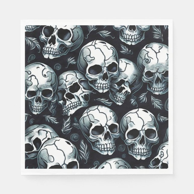 Serviette En Papier Halloween Motif crâne thème Halloween (Devant)