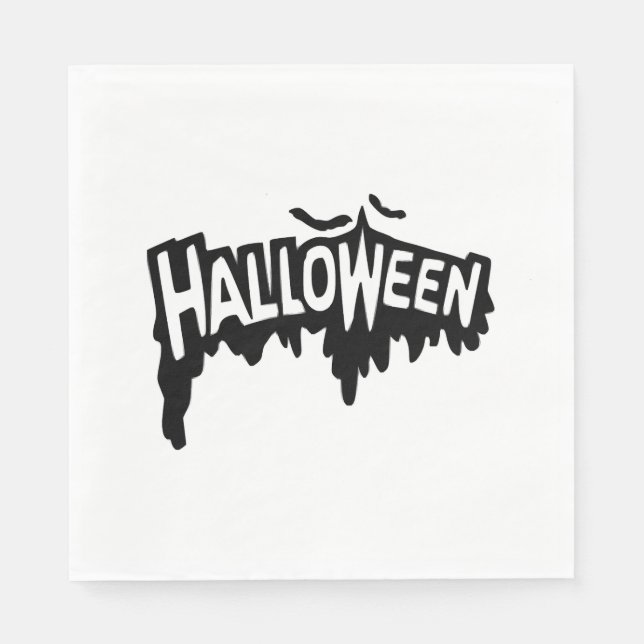 Serviette En Papier Halloween noir (Devant)