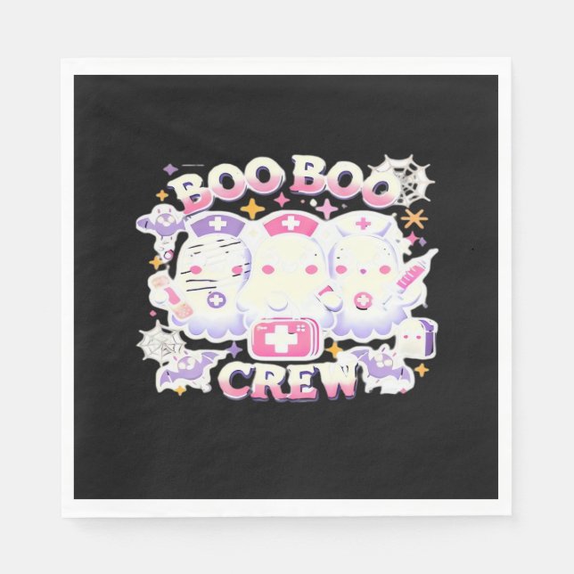 Serviette En Papier Halloween Nurse Ghost Squad Boo Boo Crew Drôle Spo (Devant)