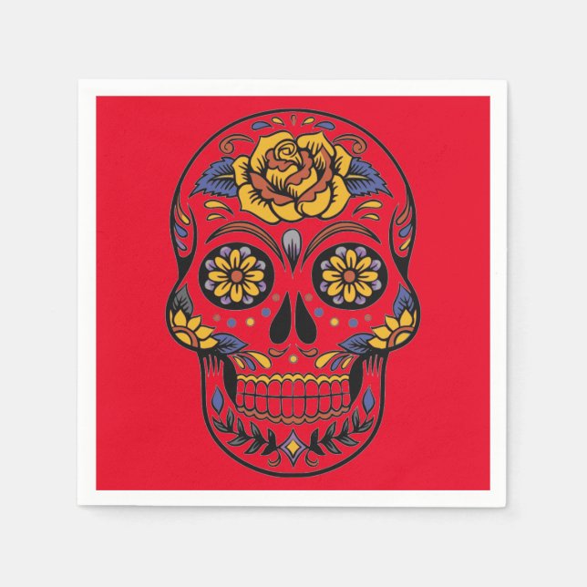 Serviette En Papier Halloween papier crâne Napkin (Devant)